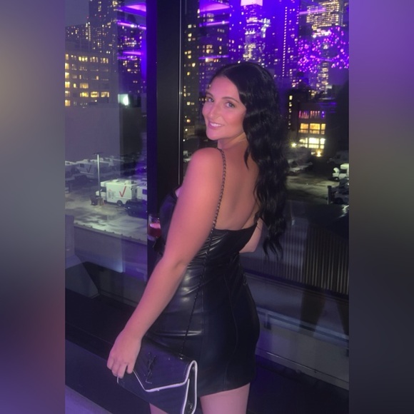 Leather Black Strapless Dress - Picture 6 of 7